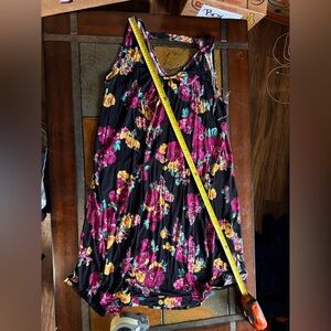 Maurice’s 0x 24/7 big floral purple print colorblock open back Beachy preppy mid